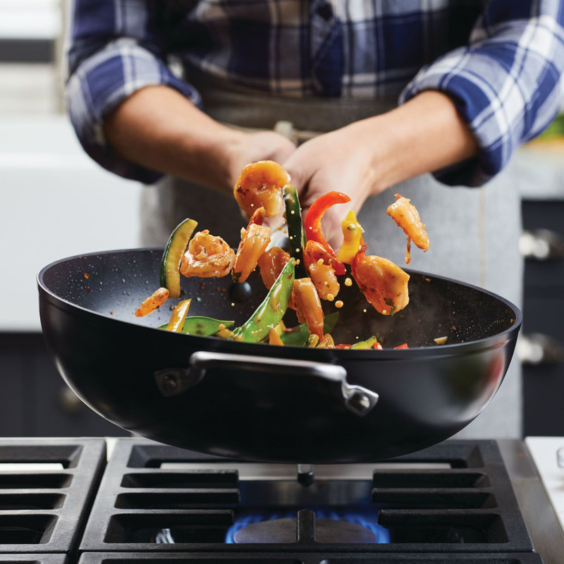 KitchenAid Hard-Anodized Induction Nonstick Wok with Helper Handle, 12.25-Inch, Matte Black