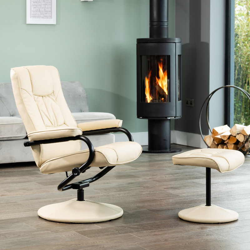 Oundle Swivel Based Based Recliner and Footstool - Cream, Cream