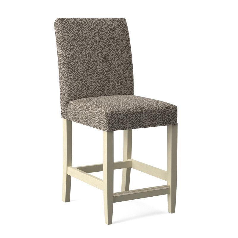 Manhattan Upholstered Stool with Solid Wood Frame, Bisque Finish, White Performance Fabric; 0851-94
