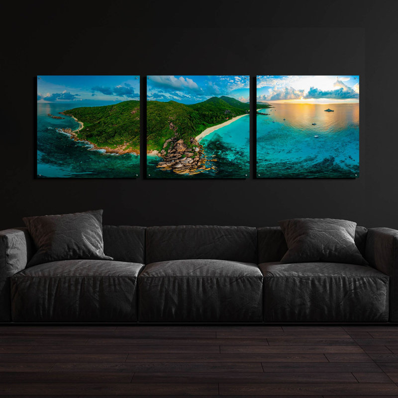 «LaDigue 2» par Epic Portfolio, art mural en verre acrylique, ensemble de 3 pièces, H 36 po x l 108 po