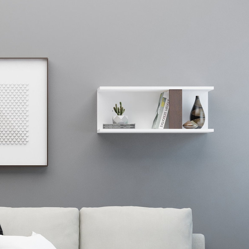 Tablette décorative 2 pièces avec tablettes réglables Abdellah, Blanc / wengé