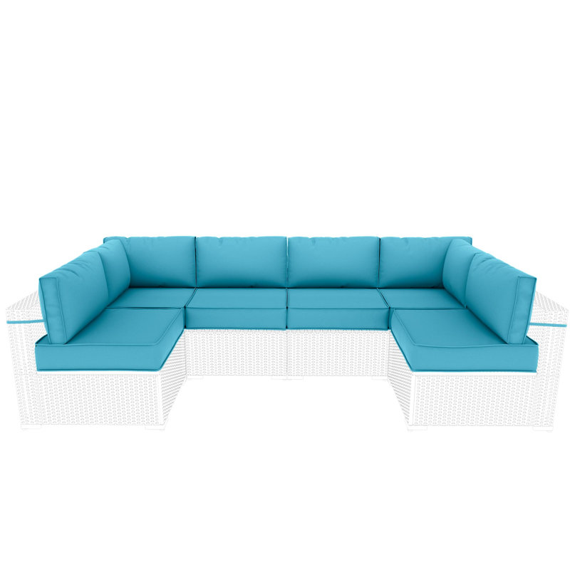 14-Piece Outdoor 4" Replacement Cushion Set Seat/Back Cushion, Teal