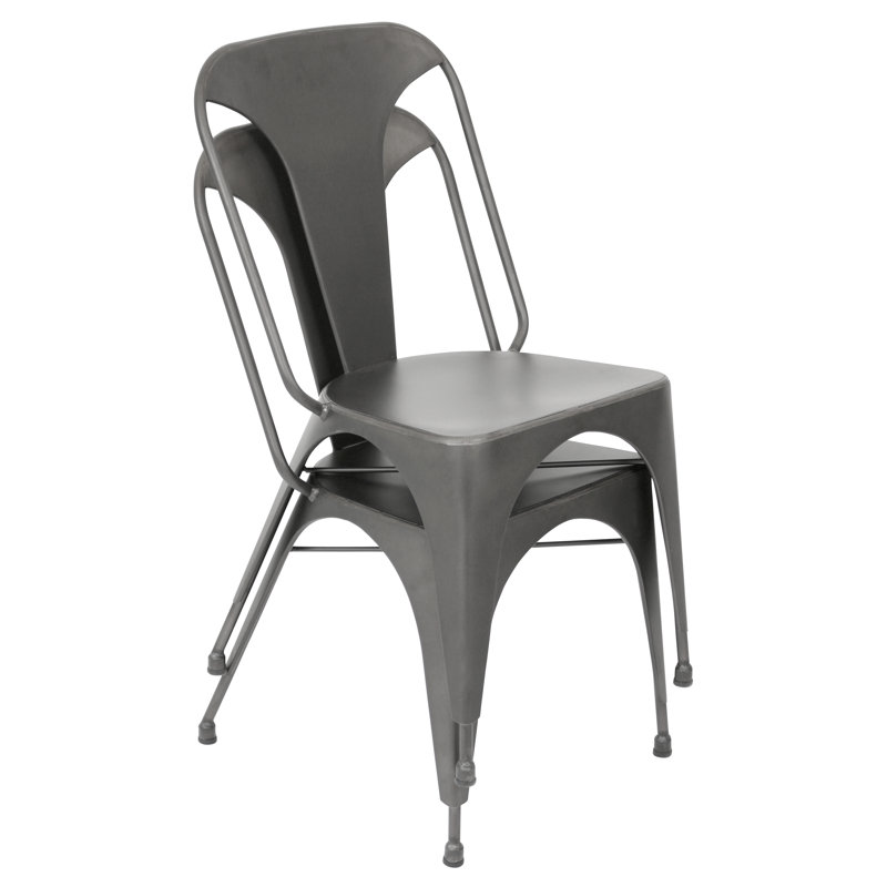 Marie Metal Stackable Side Chairs, Gray