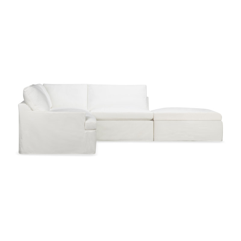 Wrenley 5-Piece Slipcovered Modular Sectional, Nomad Snow Crypton® Chenille, Right Hand Facing
