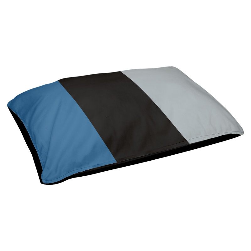 Coussin pour chien hockey Minnesota, Petit (l 28 po x P 18 po x H 9,5 po), Bleu / noir / argent