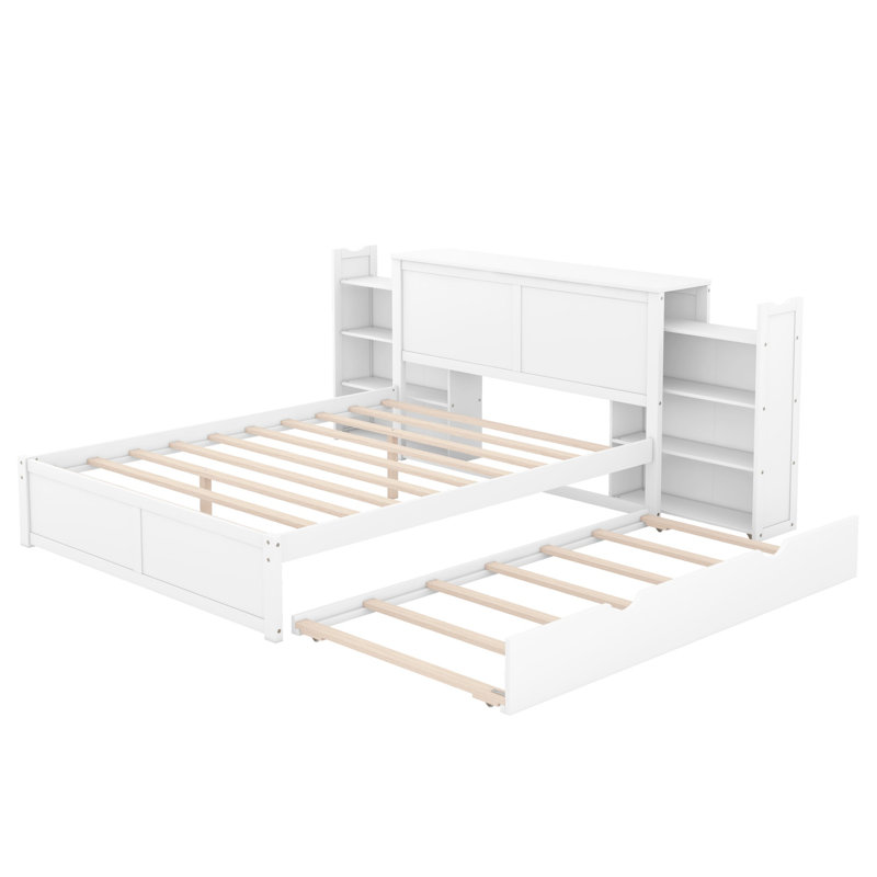 Lit plateforme avec rangement et tablettes gigognes, Grand lit