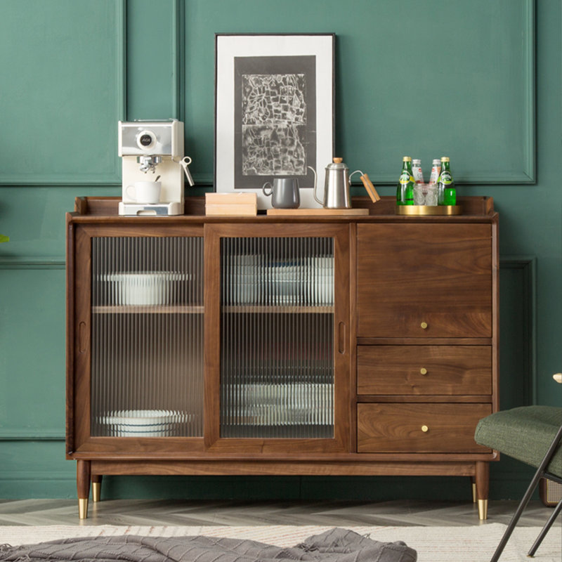 Buffet en bois de noyer massif, H 39,37 po x l 47,24 po x P 15,75 po