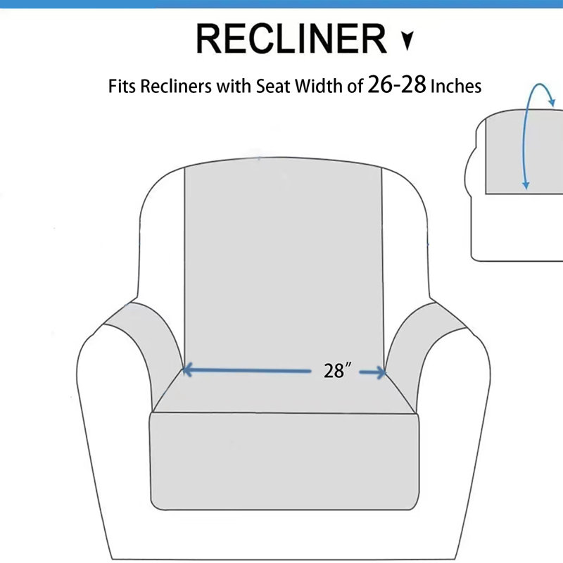 Housse antidérapante en velours pour fauteuil inclinable en cuir, Velours bleu marine