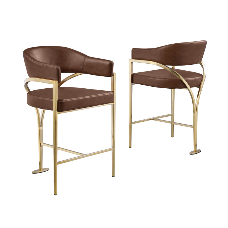 Chaises en contreplaqué Leathaire avec structure en chrome mat, Moka