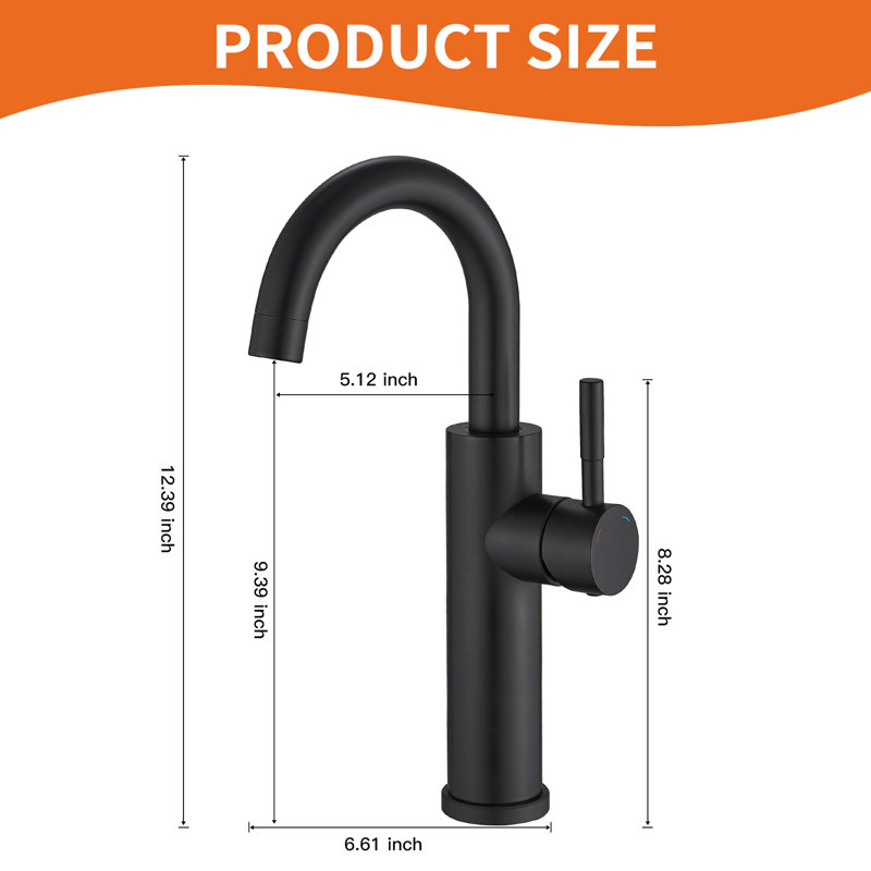 1 Single-handle Bathroom Faucet, Matte Black