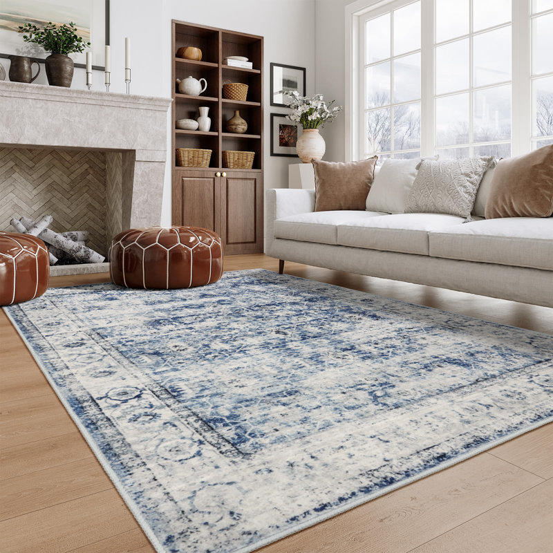 Kiner Vintage Machine Washable Area Rugs Perfect for Living Room, Dining Room, Bedroom, Rectangle 4' x 6'