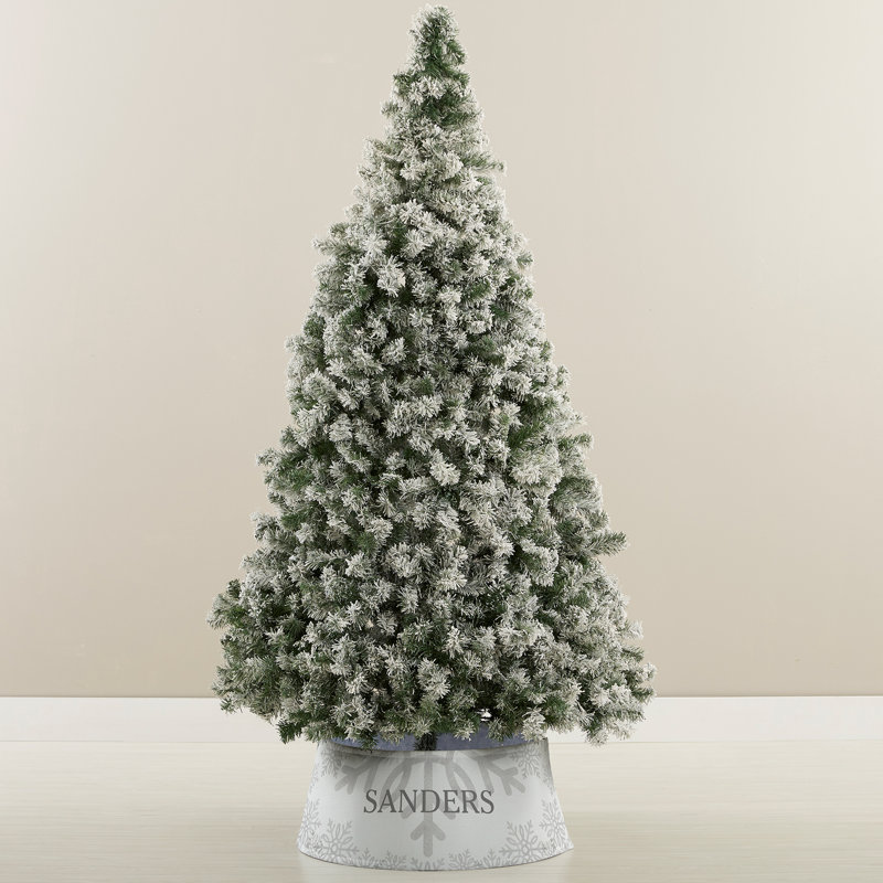 Silver Snowflake Personalized Christmas Tree Collar, Yes
