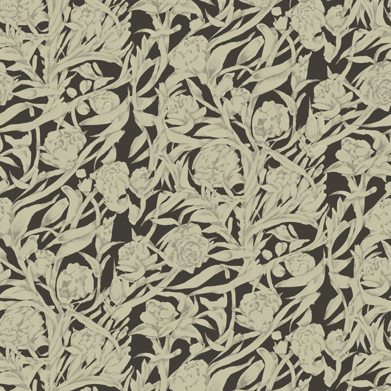 Wandervine - Ebony Taupe Botanical Wallpaper