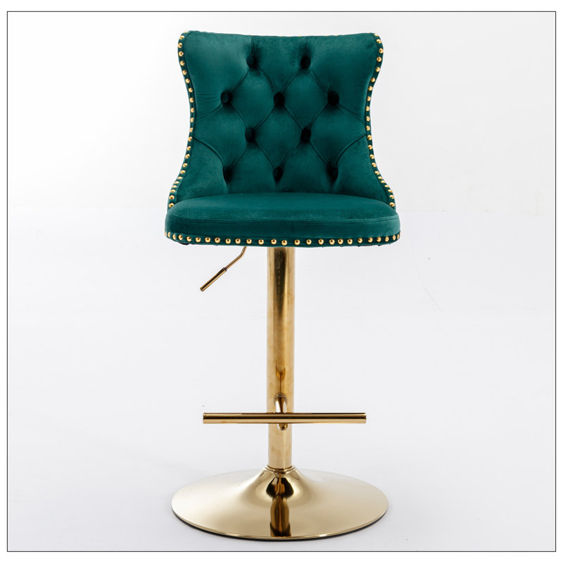 Tabouret de bar rotatif Jillayne, Or, Vert