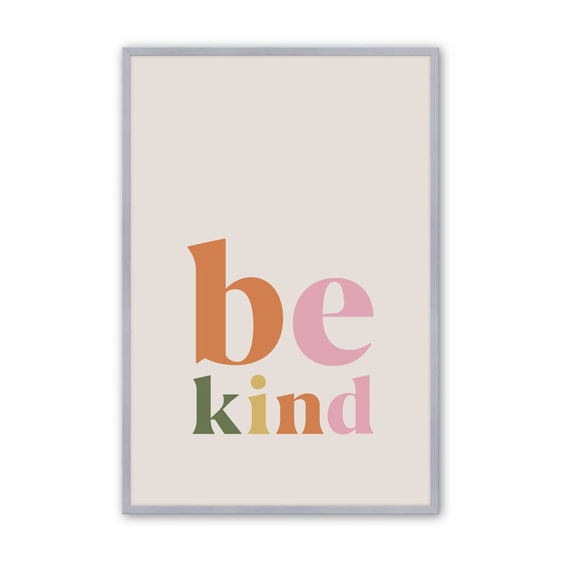 «Be Kind Colorful Retro» par Cocoon Design, reproduction d'art sur toile, H 48 po x l 36 po, Argent argent