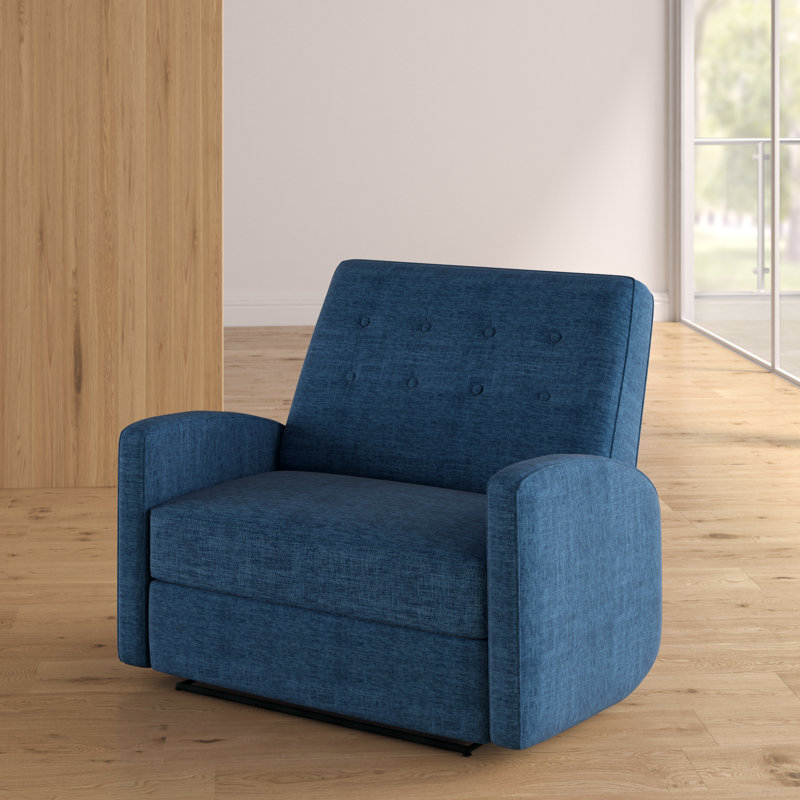 Lieb Fabric and Tweed Recliner, Muted Blue