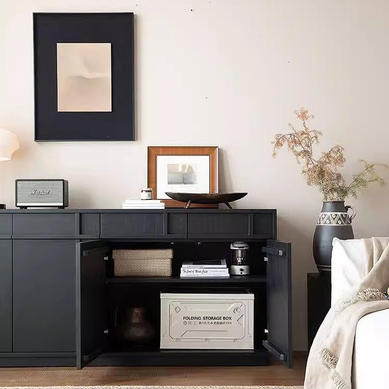 Armoire d'appoint moderne et minimaliste avec rangement noir, H 31,5 po x l 78,74 po x P 16,93 po
