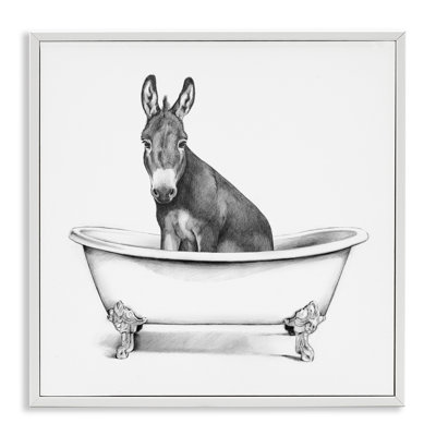 Dessin d'un âne dans une baignoire à griffes