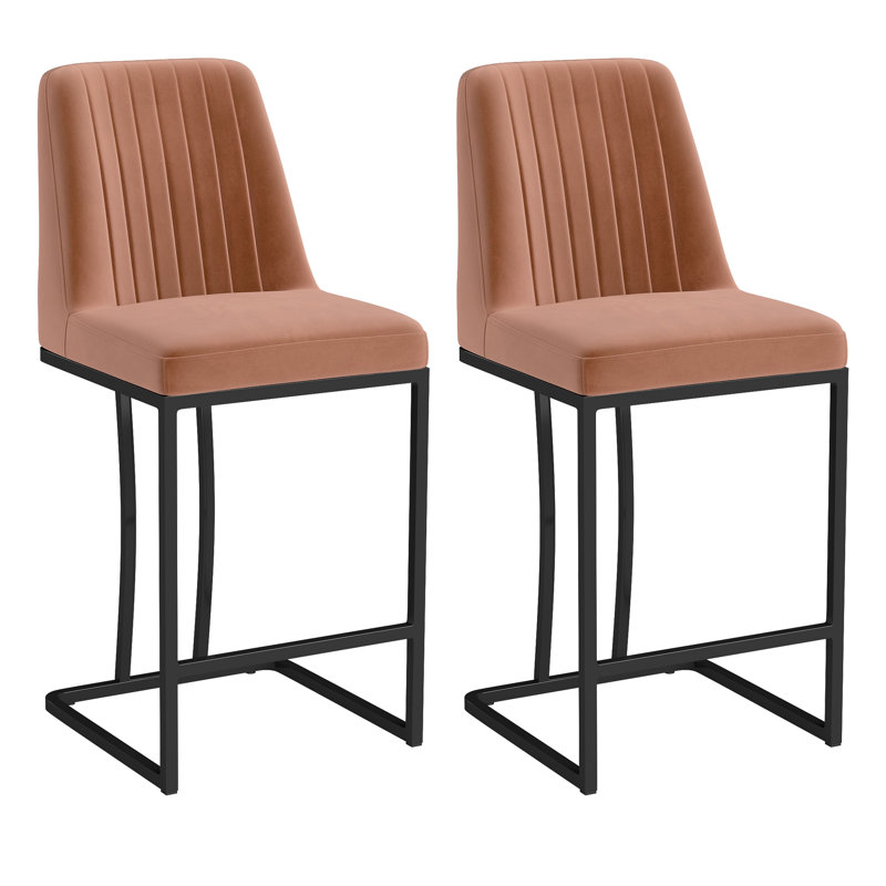 Tabouret de comptoir 24,8 po Irvona, Velours brun