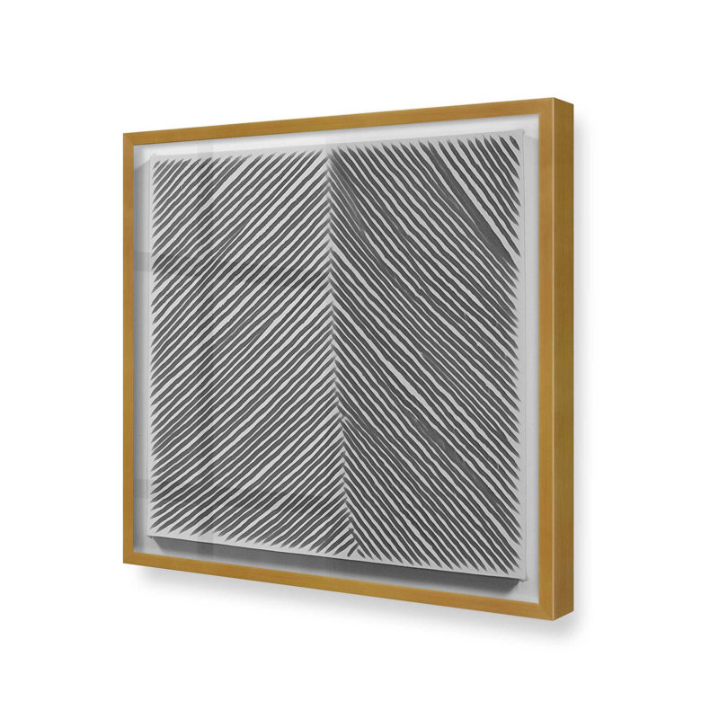 Illusion linéaire IV, H 13,75 po x l 13,75 po, Cadre simple en or poli
