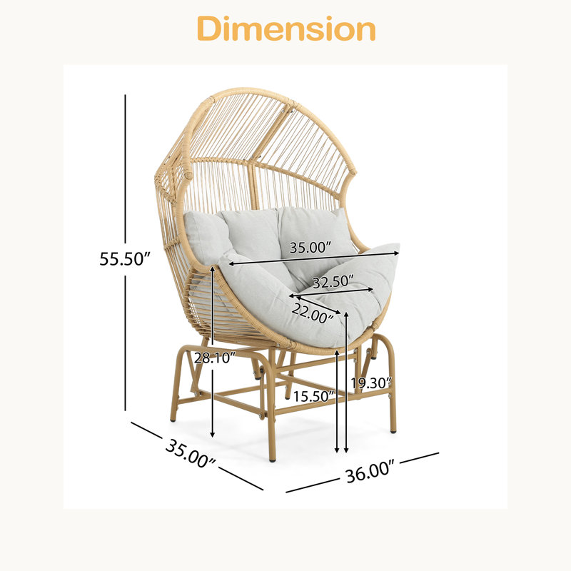 Fauteuil oscillant d'extérieur en osier, Beige / Naturel