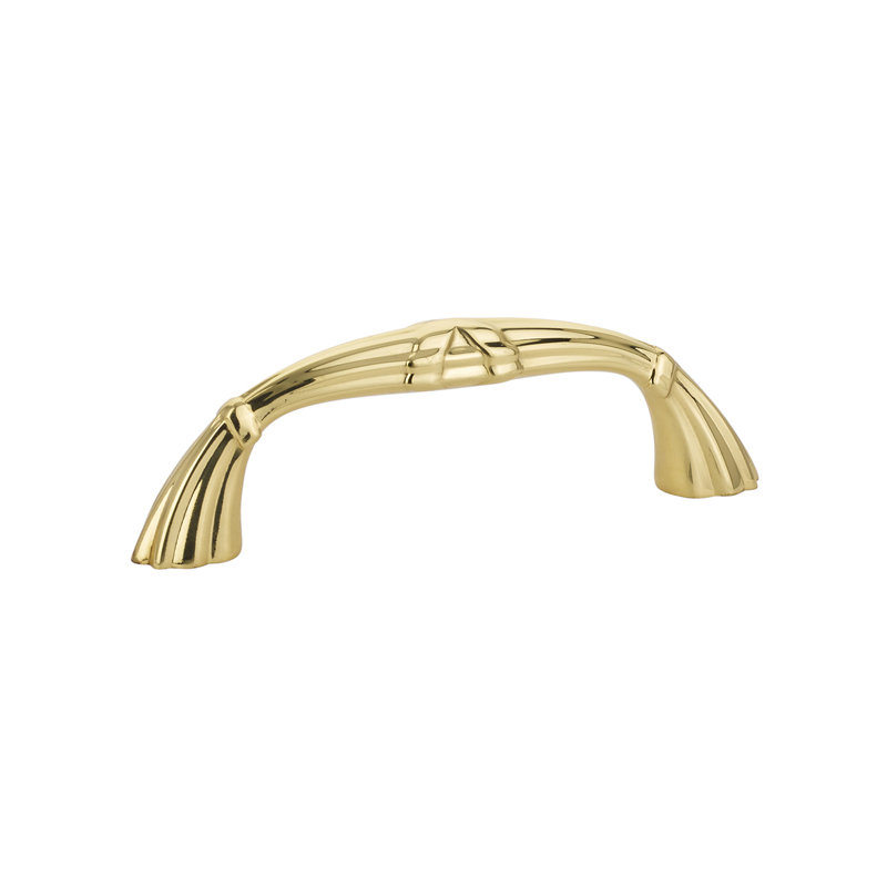 Poignée arquée Emtek Ribbon and Reed, Laiton brillant, 4"