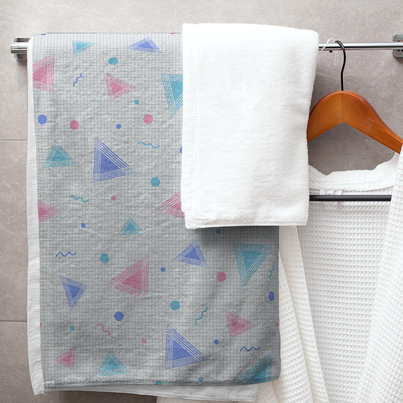 Serviette de bain rétro 90 ' ', Bleu/rose