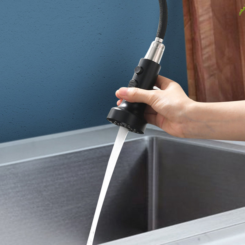 Robinet d'évier de cuisine à un trou à poignée simple Topcraft avec bec d'eau purifiée, Or / noir mat