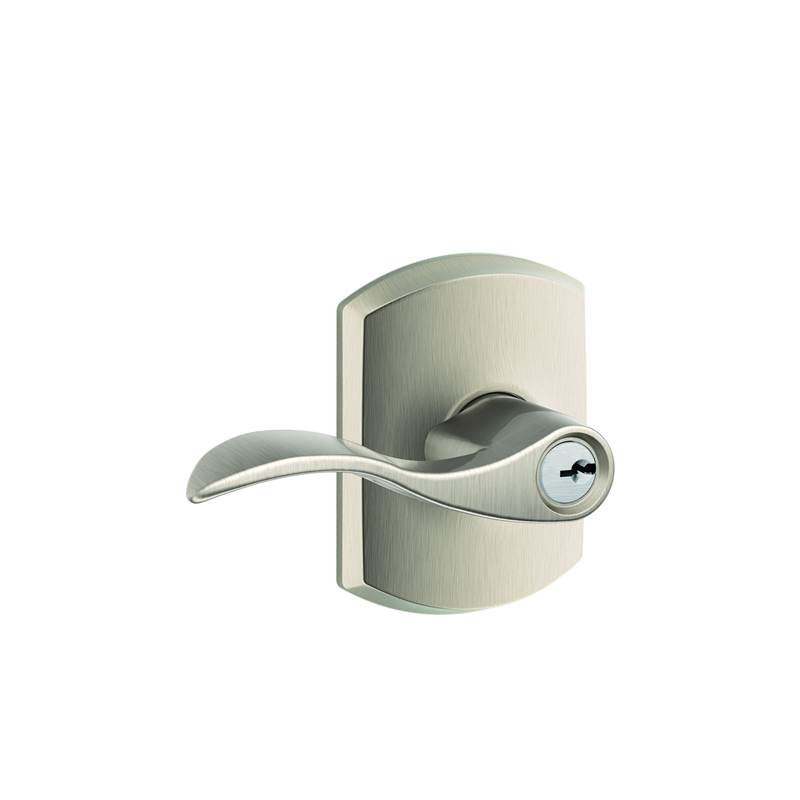 Accent Lever with Greenwich Trim Keyed Entry Lock, Satin Nickel, Keyed Different, Yes
