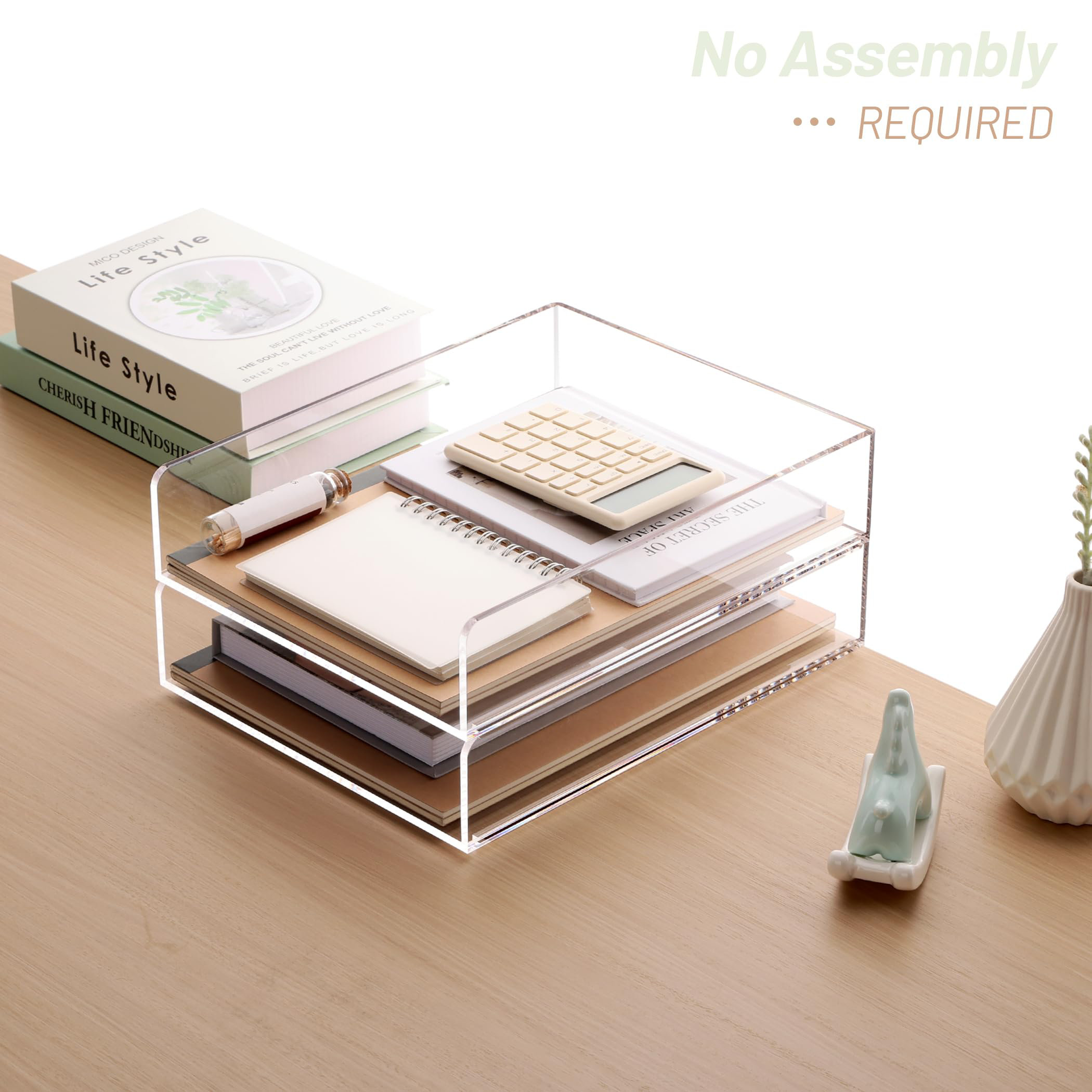Organisateur Papier Scrapbooking Yomoe - 3 Boîtes Transparentes Avec Roulettes - 30x30 Cm