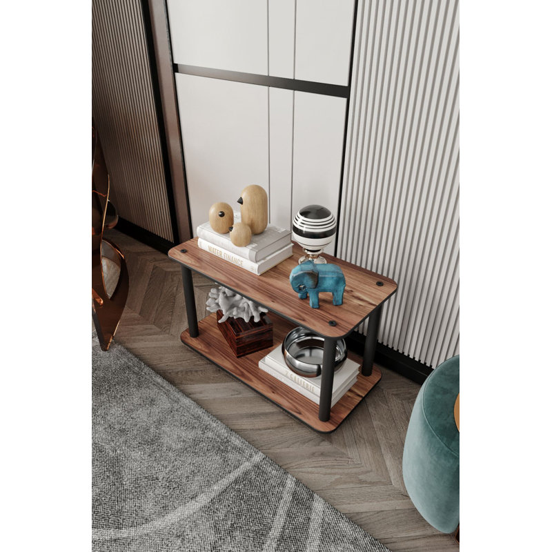 Modern Walnut Coffee Table, 23.6 x 15.0 x 11.8 inches | 100% MDF with Compressed Kraft Legs | Stylish Brown Finish, Perfect for Living Room or Lounge | Sleek Design, Durable Construction, Space-Saving Solution