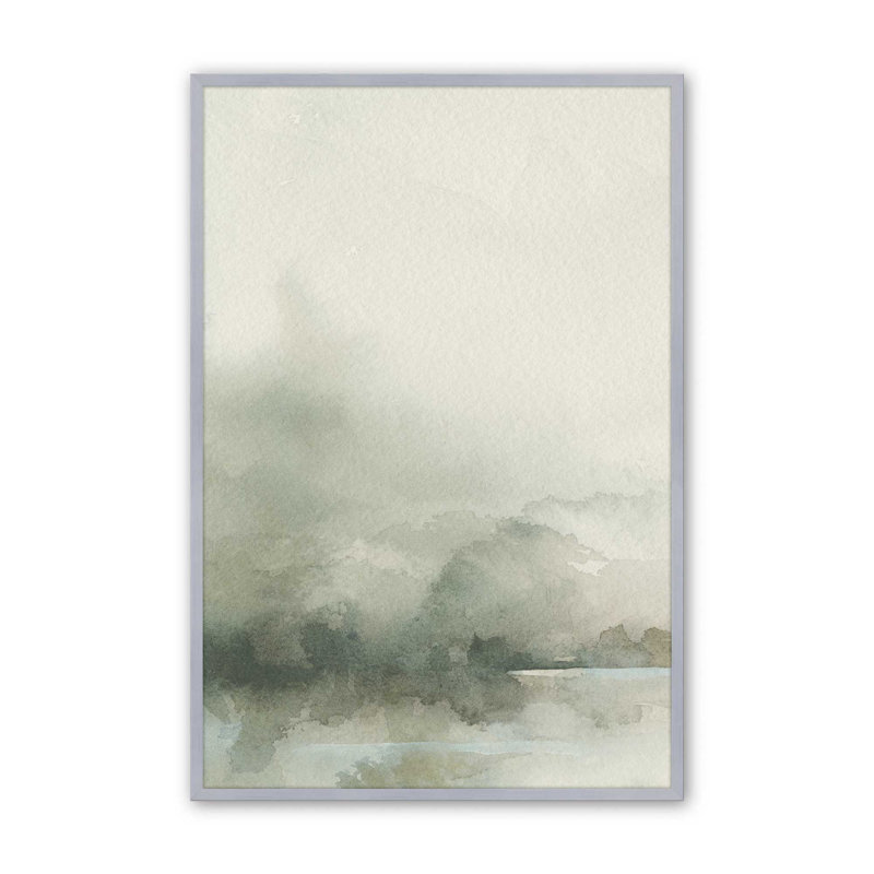 Tranquillité vert discret - impression, Cadre photo argenté, H 15,25 po x l 12,25 po, 110