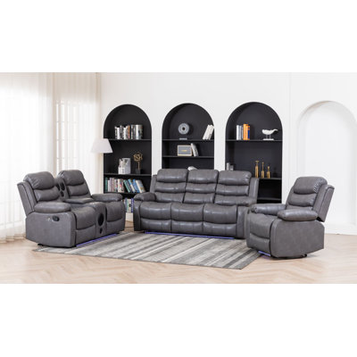 Ensemble de fauteuil inclinable 3 pièces avec lumière DEL