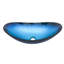 Vasque décorative pour salle de bain : lavabo bleu avec bonde rétractable, en verre trempé, en forme de bateau, à poser sur un comptoir, pièce de décoration unique au style moderne.
