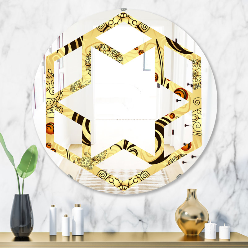 Miroir mural à motif éclectique sans cadre, 31,5 po x 31,5 po