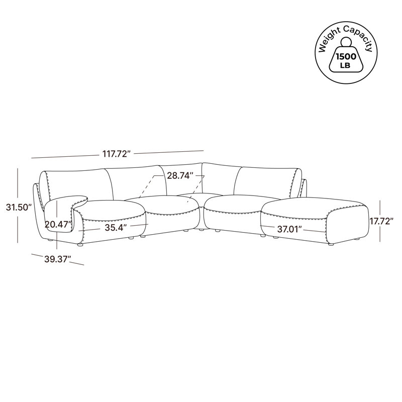 Canapé d'angle modulaire Nita Ashira 4 pièces avec pouf, Milo