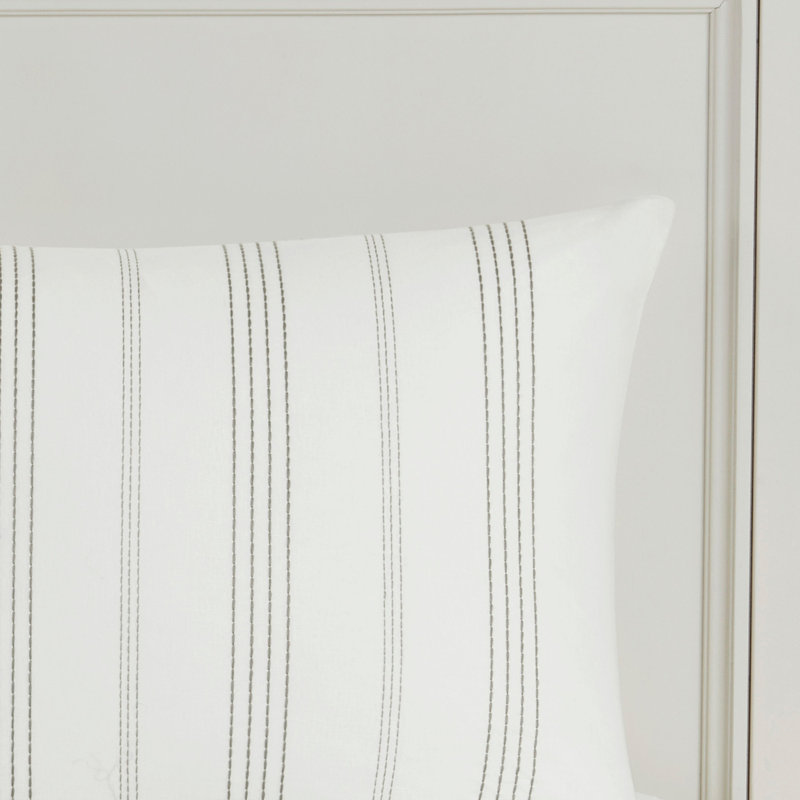 Ensemble d'édredon surdimensionné en jacquard de coton 6 pièces blanc / gris