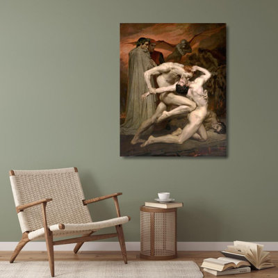 "Dante and Virgil in Hell" by  William Bouguereau - Gallery Wrap Canvas Wall Art