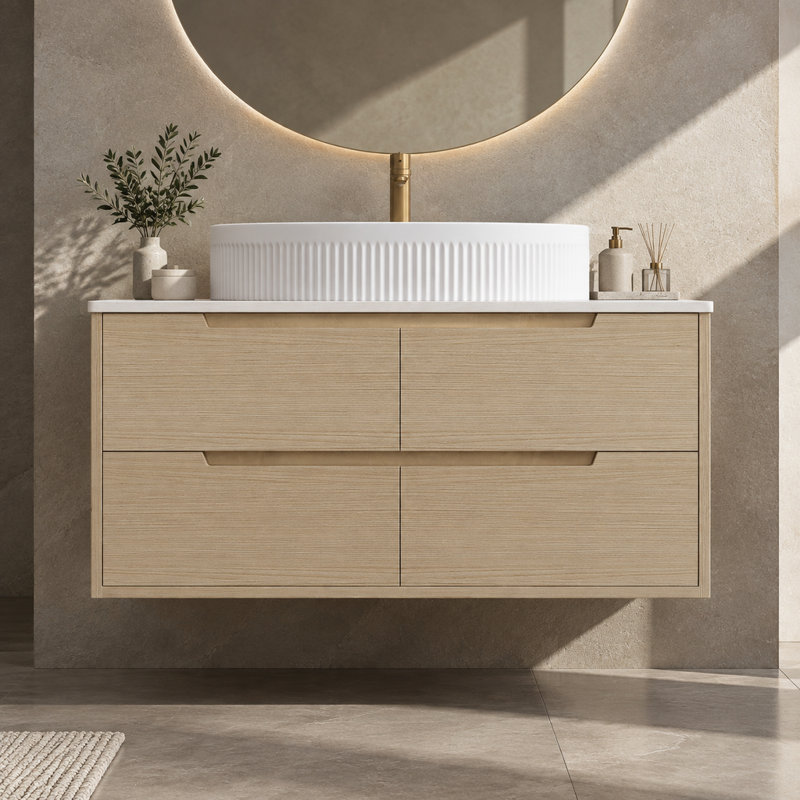 Meuble-lavabo de salle de bain autoportant ou mural de 92 cm (36,16 pouces) avec lavabo en céramique et tiroirs à fermeture en douceur