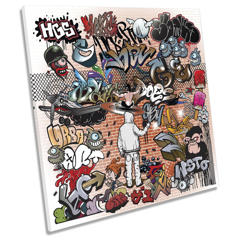 Z2283 Graffiti Urban Tags - Wrapped Canvas Print, 60cm H x 60cm W x 2cm D