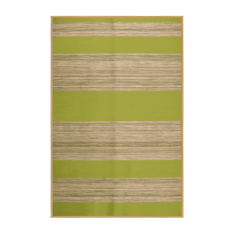 Tapis brun à rayures horizontales lavable à la machine, Rectangulaire 2 pi x 3 pi