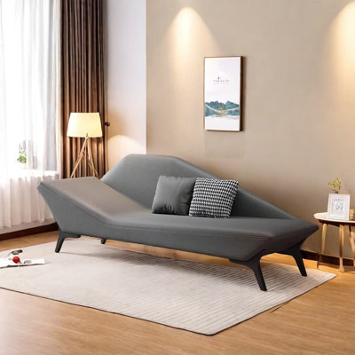 Napa Faux Leather Chaise Longue with Steel Legs