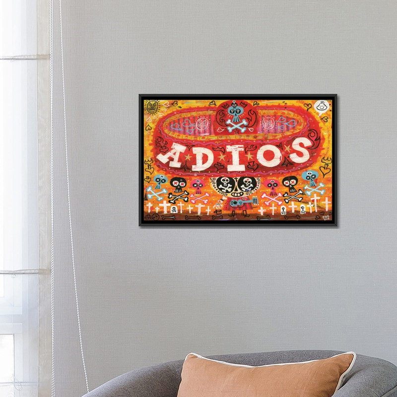 «Adios Amigos», impression sur toile, H 18 po x l 26 po x P 1,5 po, Toile avec cadre noir, Pas de tapis