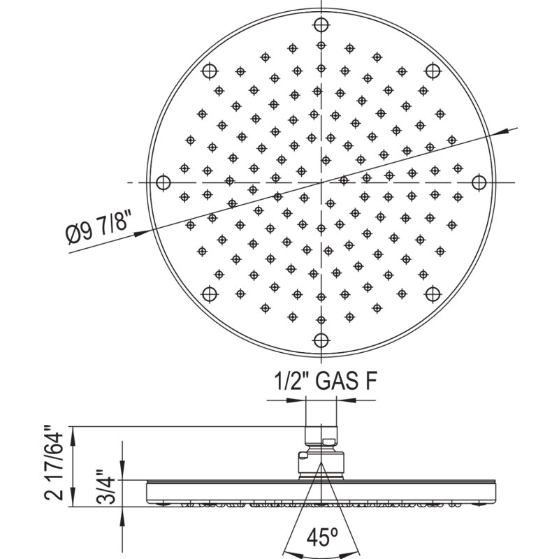 9.88" Rain Fixed Shower Head, Satin Nickel