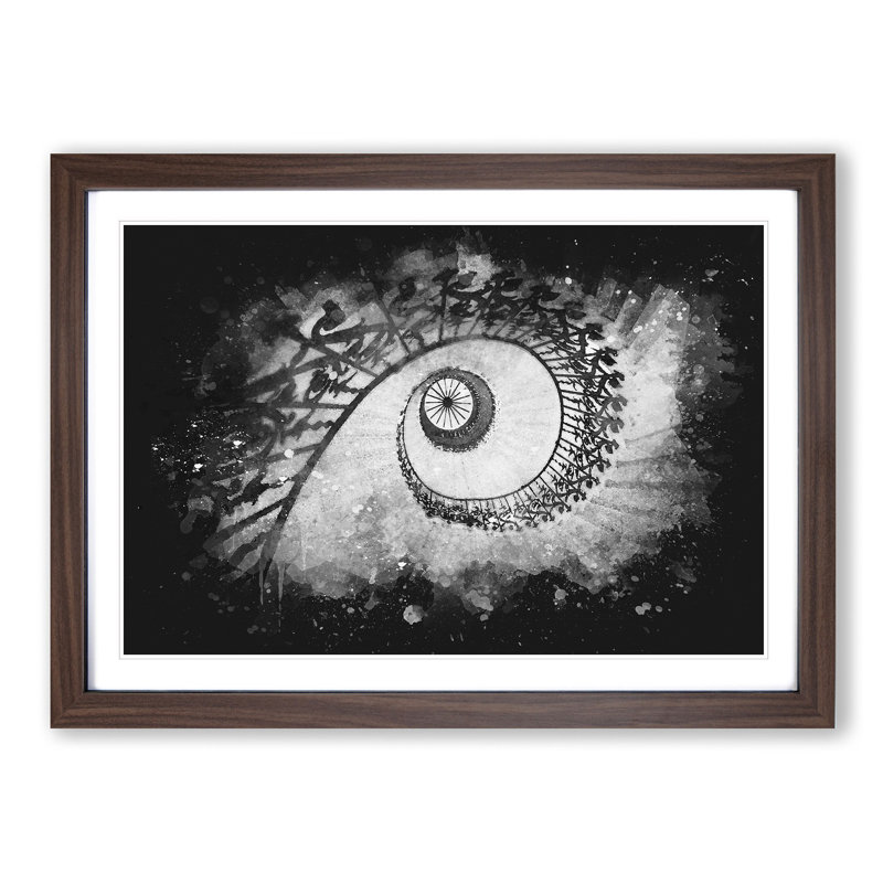 Spiral Staircase - Picture Frame Graphic Art, 33cm H x 45cm W x 2cm D, Walnut Framed