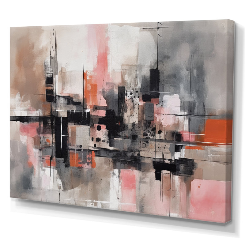 «Pink Black Minimalims Fludity II», reproduction sur toile, H 12 po x l 20 po x P 1 po, Toile tendue