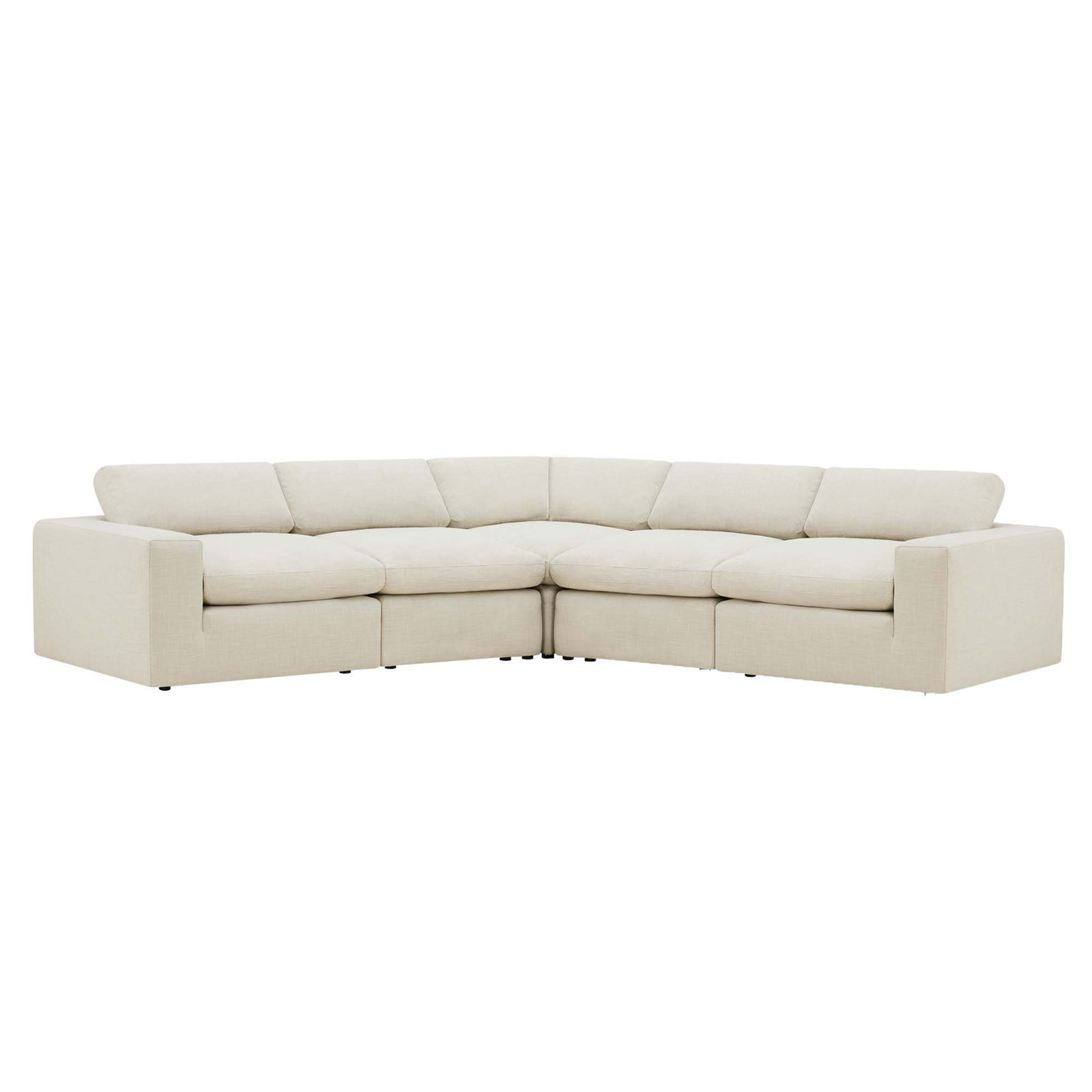 Asher 5 - Piece Upholstered Sectional, Effie Linen Performance Linen