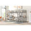Lit mezzanine simple en bois en forme de L avec échelle et 2 bureaux intégrés en forme de L, gris