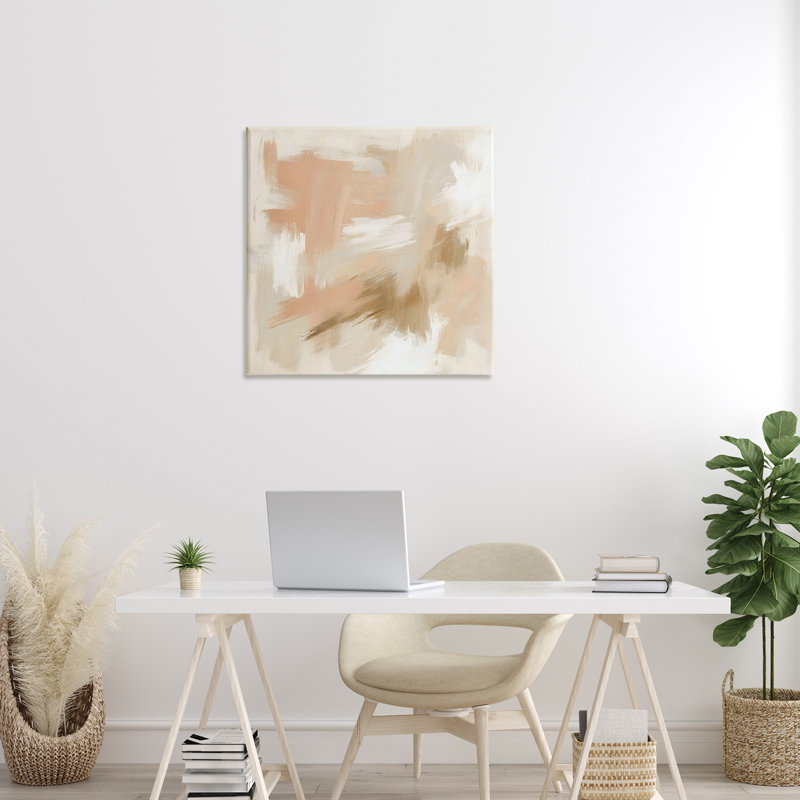 Toile beige et rose, par Creative Studio, H 30 po x l 30 po