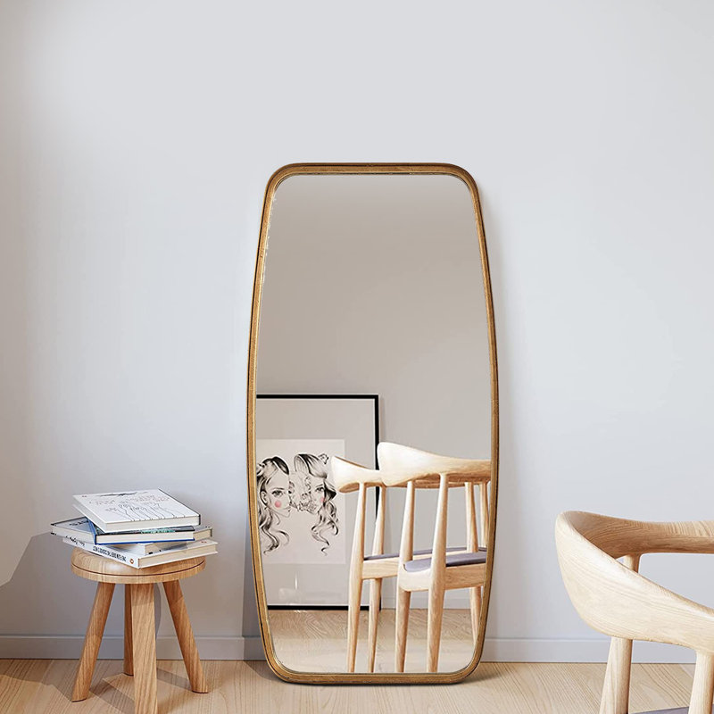 Belle Iron Wall Mirror, 40" x 20", Gold Leaf